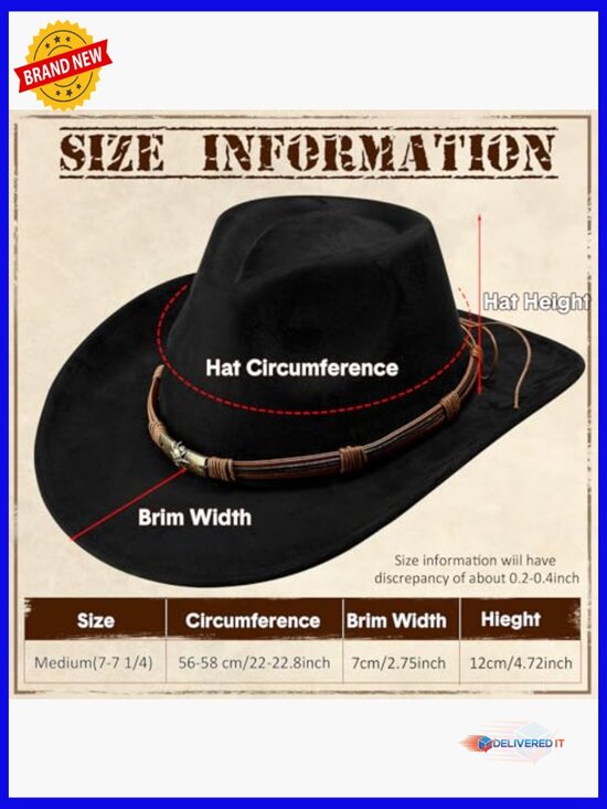 4 Pack Western Suede Felt Cowboy Hat Unisex Wide Brim Cowgirl Cowboy main image 6